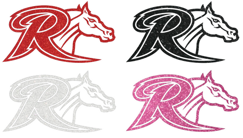 Rider Broncos Metallic Sparkle R Logo Premium DieCut Vinyl Decal PICK COLOR & SIZE