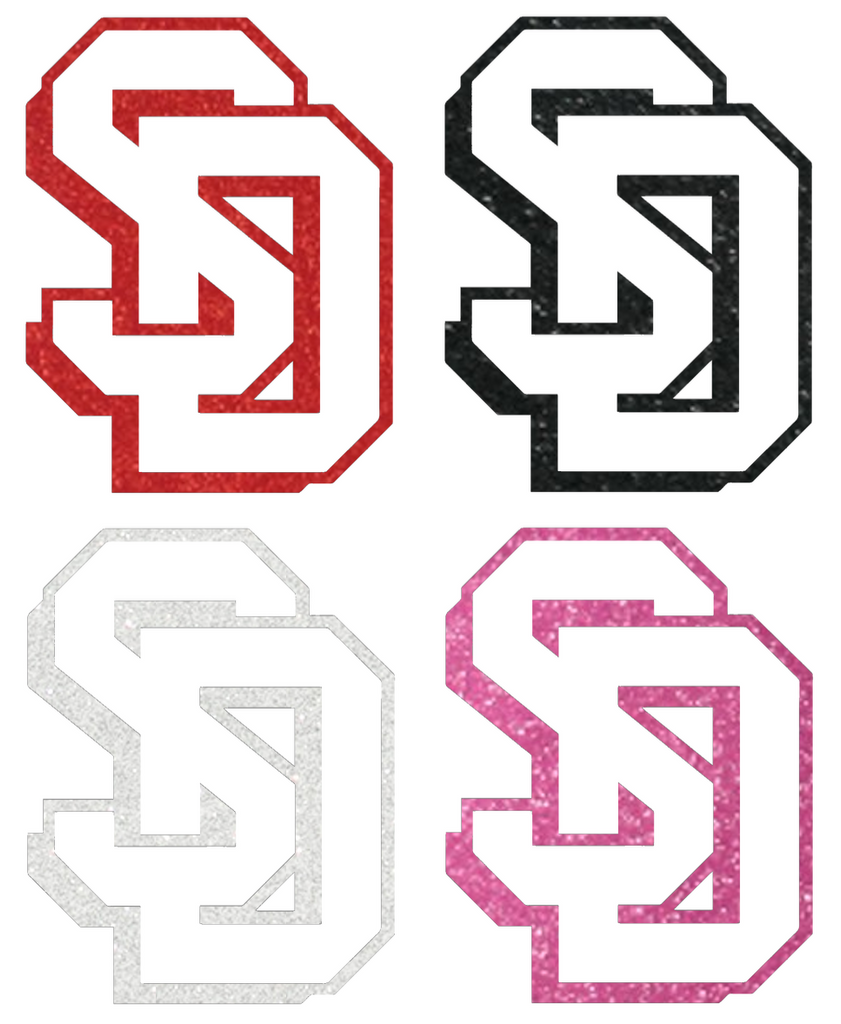 South Dakota Coyotes Metallic Sparkle SD Logo Premium DieCut Vinyl Decal PICK COLOR & SIZE