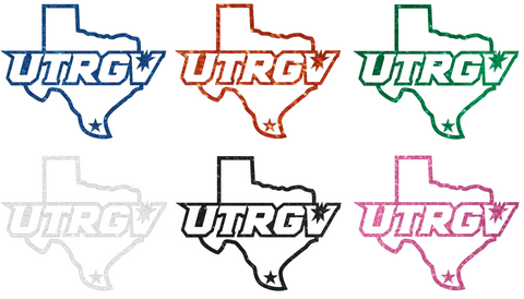 UTRGV Vaqueros Metallic Sparkle Team Logo Premium DieCut Vinyl Decal PICK COLOR & SIZE