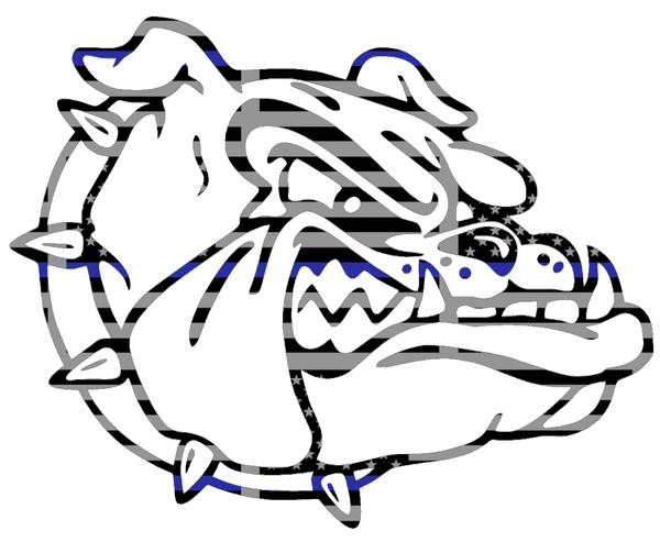 Gonzaga Bulldogs Team Logo Thin Blue Line American Flag Premium DieCut Vinyl Decal PICK SIZE