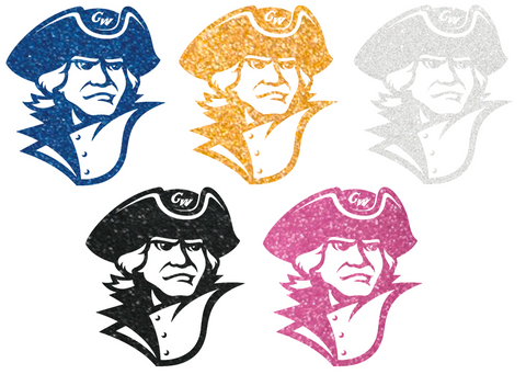 George Washington Colonials Metallic Sparkle Mascot Logo Premium DieCut Vinyl Decal PICK COLOR & SIZE