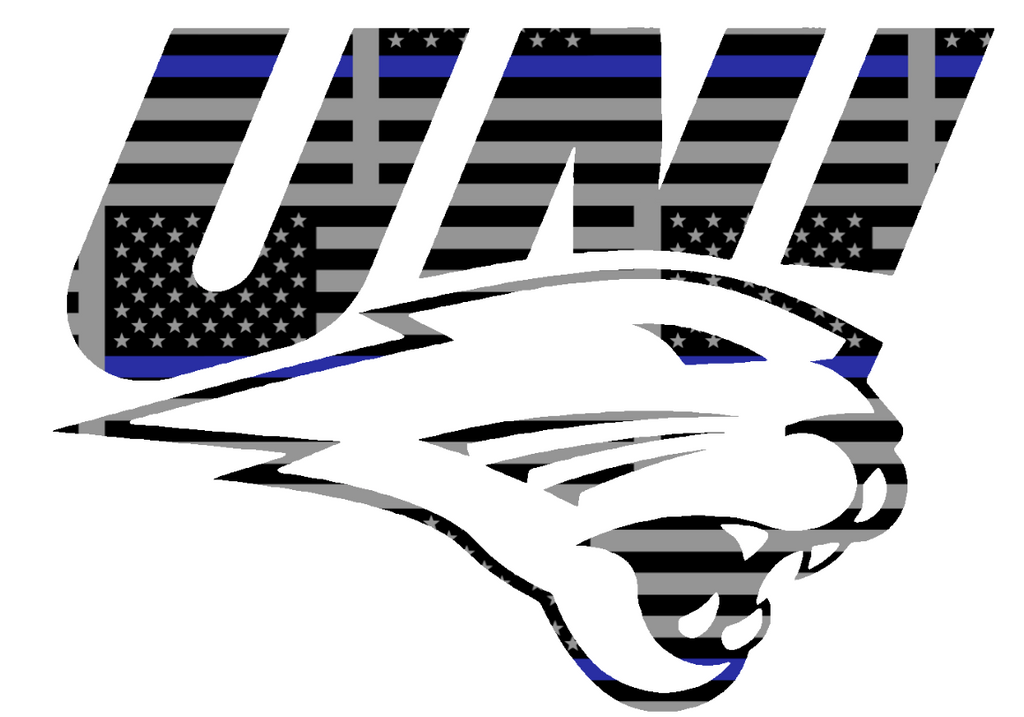 Northern Iowa Panthers Team Logo Thin Blue Line American Flag Premium DieCut Vinyl Decal PICK SIZE