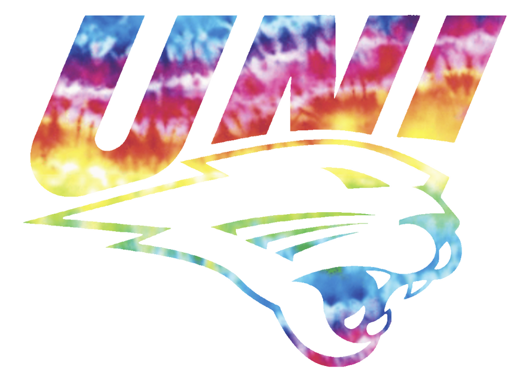 Northern Iowa Panthers Team Logo Crucial Catch Cancer Tie Dye Vinyl Decal PICK SIZE
