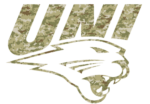 Northern Iowa Panthers Team Logo Salute to Service Camouflage Camo Vinyl Decal PICK SIZE