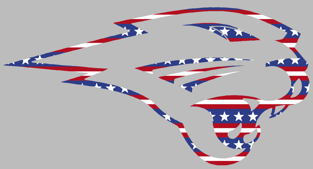 Northern Iowa Panthers Mascot Logo Stars & Stripes USA American Flag Vinyl Decal PICK SIZE