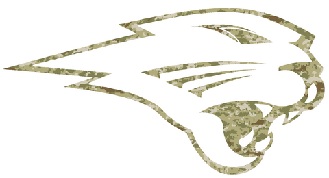 Northern Iowa Panthers Mascot Logo Salute to Service Camouflage Camo Vinyl Decal PICK SIZE