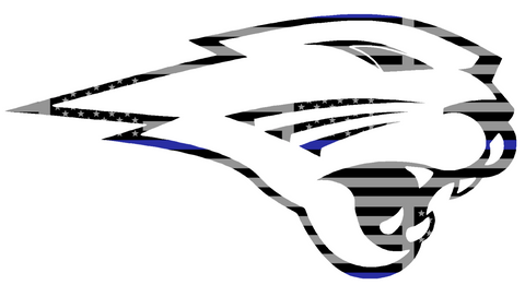Northern Iowa Panthers Mascot Logo Thin Blue Line American Flag Premium DieCut Vinyl Decal PICK SIZE