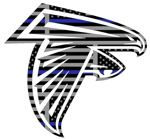 Atlanta Falcons Team Logo Thin Blue Line American Flag Premium DieCut Vinyl Decal PICK SIZE
