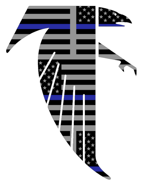 Atlanta Falcons Retro Throwback Logo Thin Blue Line American Flag Premium DieCut Vinyl Decal PICK SIZE