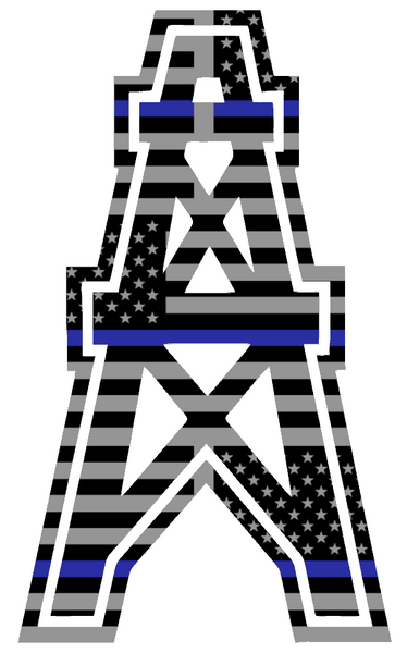 Houston Oilers Retro Throwback Team Logo Thin Blue Line American Flag Premium DieCut Vinyl Decal PICK SIZE