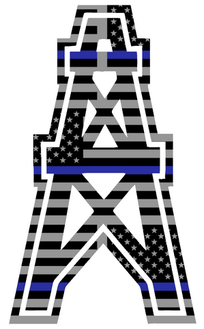 Houston Oilers Retro Throwback Team Logo Thin Blue Line American Flag Premium DieCut Vinyl Decal PICK SIZE