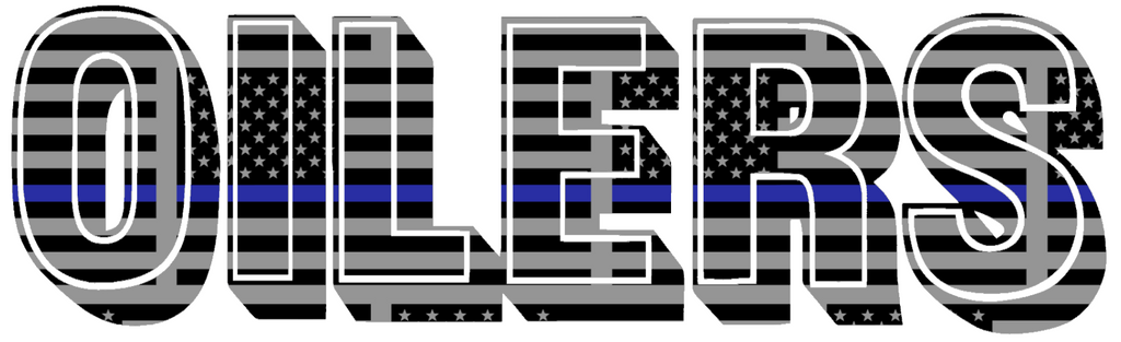 Houston Oilers Retro Throwback Team Name Logo Thin Blue Line American Flag Premium DieCut Vinyl Decal PICK SIZE