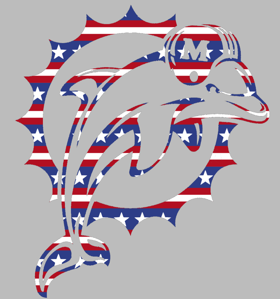 Miami Dolphins Stars & Stripes Retro Throwback Logo USA American Flag Vinyl Decal PICK SIZE