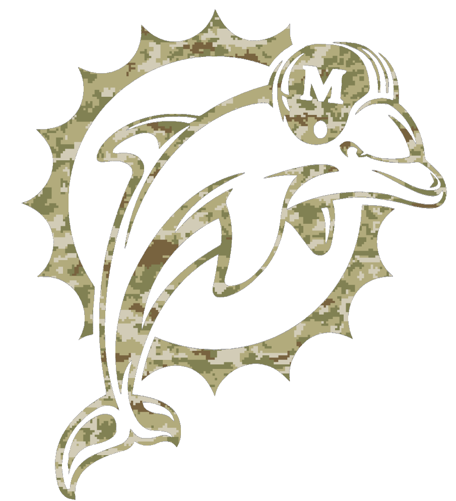 Miami Dolphins Salute to Service Retro Throwback Logo Camouflage Camo Vinyl Decal PICK SIZE