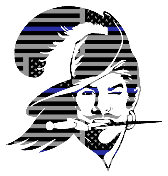 Tampa Bay Buccaneers Thin Blue Line Retro Throwback Logo American Flag Premium DieCut Vinyl Decal PICK SIZE