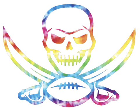 Tampa Bay Buccaneers Crucial Catch Cancer Alternate Logo Tie Dye Vinyl Decal PICK SIZE