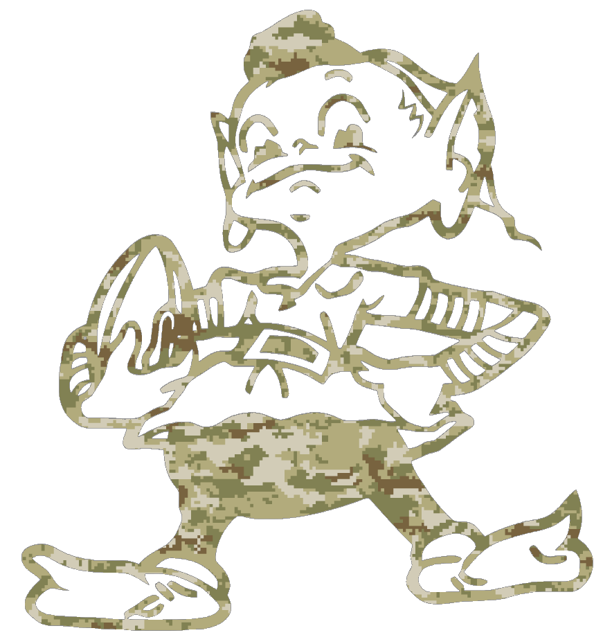 Cleveland Browns Salute to Service Brownie The Elf Logo Camouflage Camo Vinyl Decal PICK SIZE