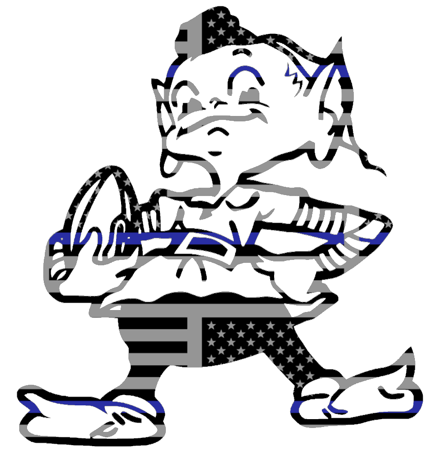 Cleveland Browns Thin Blue Line Brownie The Elf Logo American Flag Premium DieCut Vinyl Decal PICK SIZE