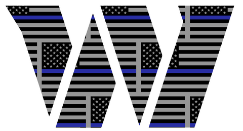Washington Commanders Thin Blue Line Team Logo American Flag Premium DieCut Vinyl Decal PICK SIZE