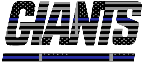 New York Giants Thin Blue Line Team Name Logo American Flag Premium DieCut Vinyl Decal PICK SIZE