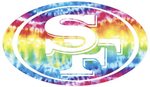San Francisco 49ers Crucial Catch Cancer Team Logo Tie Dye Vinyl Decal PICK SIZE