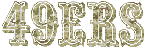 San Francisco 49ers Salute to Service Retro Throwback Logo Camouflage Camo Vinyl Decal PICK SIZE