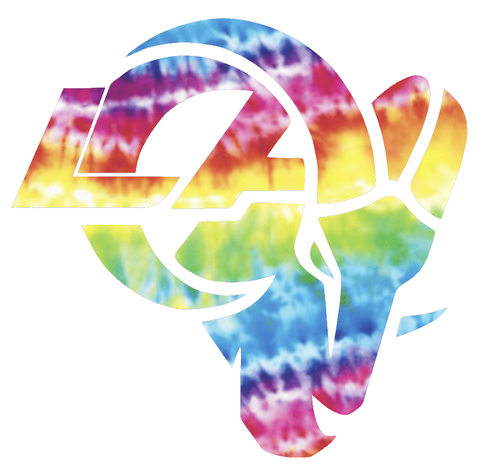 Los Angeles Rams Crucial Catch Cancer Alternate Logo Tie Dye Vinyl Decal PICK SIZE