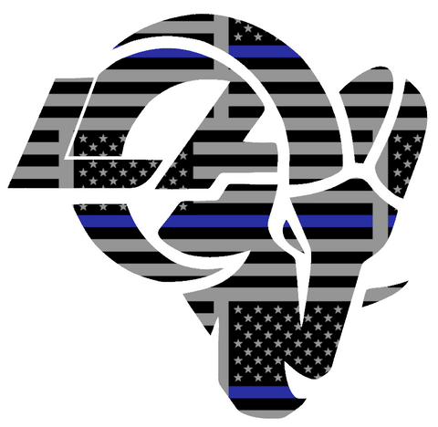 Los Angeles Rams Thin Blue Line Alternate Logo American Flag Premium DieCut Vinyl Decal PICK SIZE