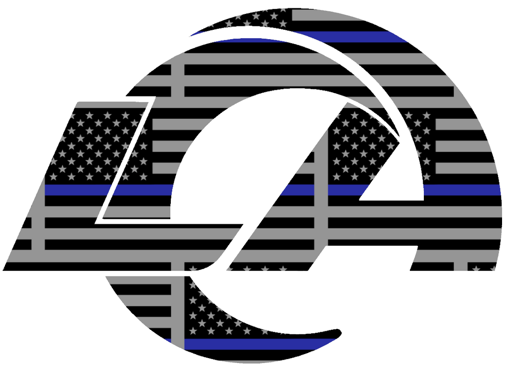 Los Angeles Rams Thin Blue Line Team Logo American Flag Premium DieCut Vinyl Decal PICK SIZE