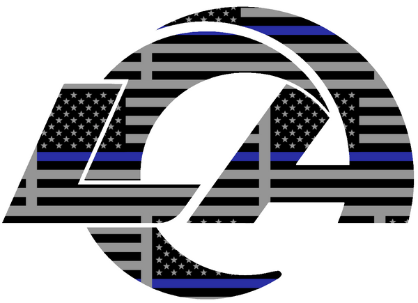 Los Angeles Rams Thin Blue Line Team Logo American Flag Premium DieCut Vinyl Decal PICK SIZE