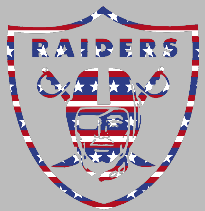 Las Vegas Raiders Stars & Stripes Team Logo USA American Flag Vinyl Decal PICK SIZE