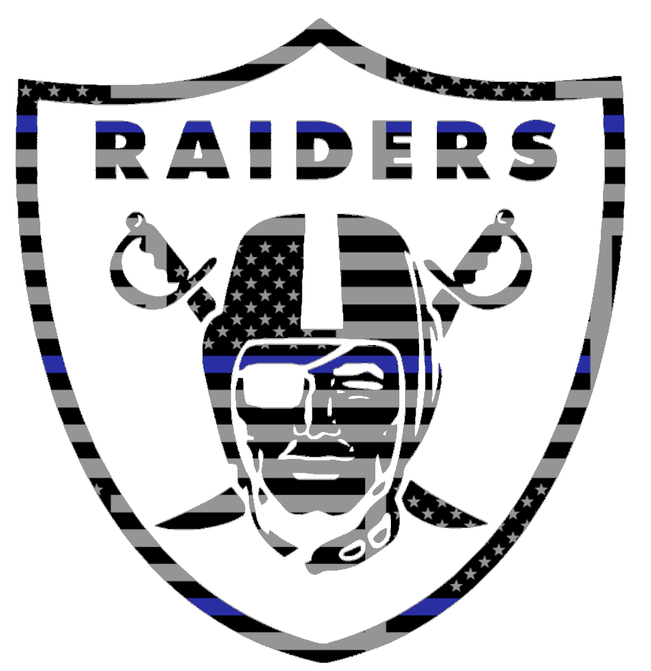 Oakland Raiders Thin Blue Line Team Logo American Flag Premium DieCut Vinyl Decal PICK SIZE