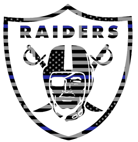 Las Vegas Raiders Thin Blue Line Team Logo American Flag Premium DieCut Vinyl Decal PICK SIZE