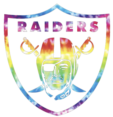Las Vegas Raiders Crucial Catch Cancer Team Logo Tie Dye Vinyl Decal PICK SIZE