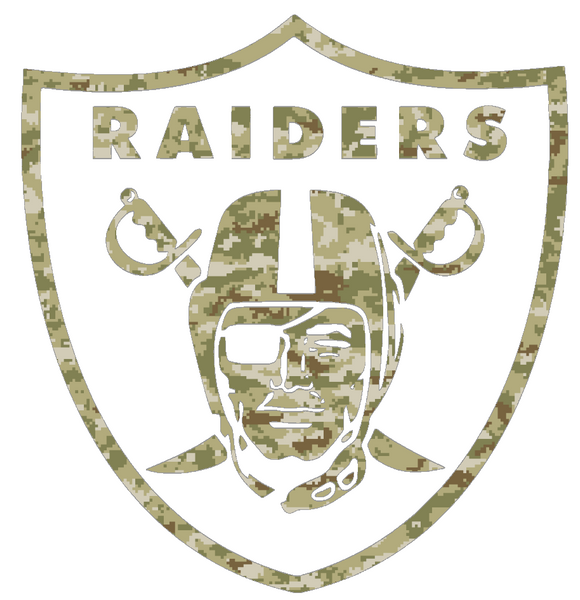 Las Vegas Raiders Salute to Service Team Logo Camouflage Camo Vinyl Decal PICK SIZE
