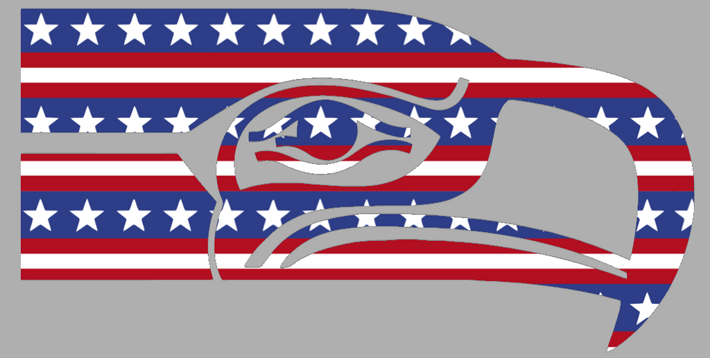 Seattle Seahawks Stars & Stripes Retro Throwback Logo USA American Flag Vinyl Decal PICK SIZE