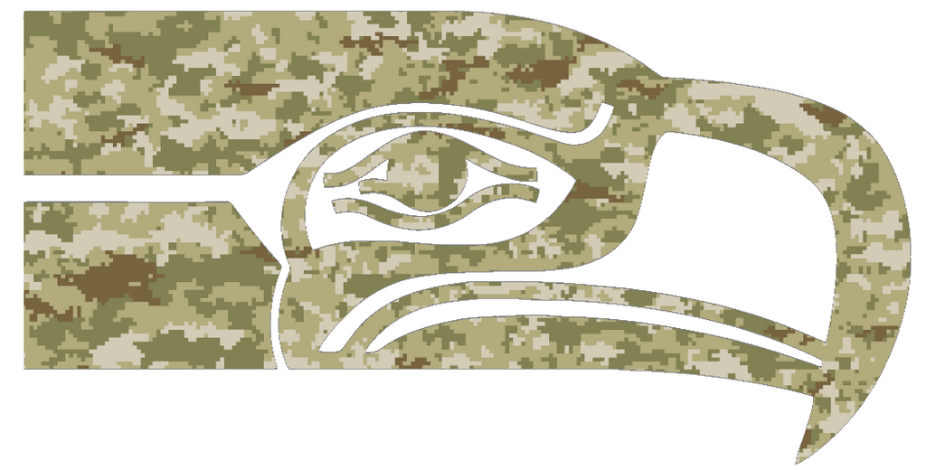 Seattle Seahawks Salute to Service Retro Throwback Logo Camouflage Camo Vinyl Decal PICK SIZE