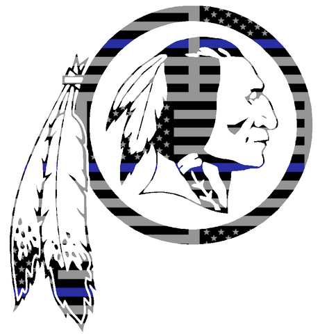 Washington Redskins Thin Blue Line Retro Throwback Logo American Flag Premium DieCut Vinyl Decal PICK SIZE