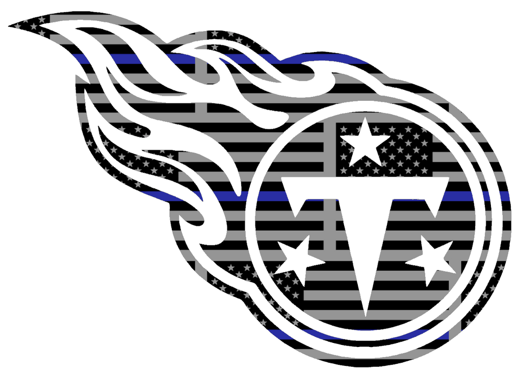 Tennessee Titans Thin Blue Line Team Logo American Flag Premium DieCut Vinyl Decal PICK SIZE