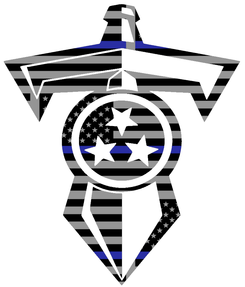 Tennessee Titans Thin Blue Line Sword Logo American Flag Premium DieCut Vinyl Decal PICK SIZE