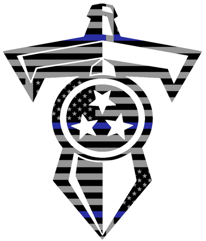 Tennessee Titans Thin Blue Line Sword Logo American Flag Premium DieCut Vinyl Decal PICK SIZE