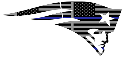 New England Patriots Thin Blue Line Team Logo American Flag Premium DieCut Vinyl Decal PICK SIZE