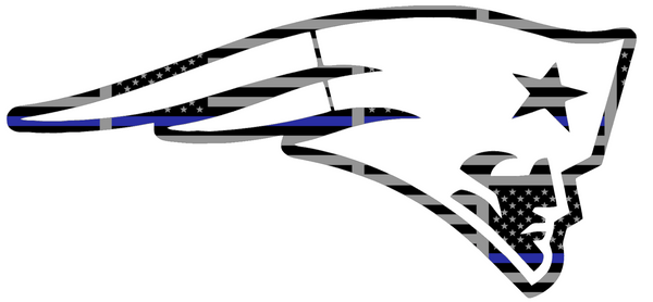 New England Patriots Thin Blue Line Alternate Logo American Flag Premium DieCut Vinyl Decal PICK SIZE