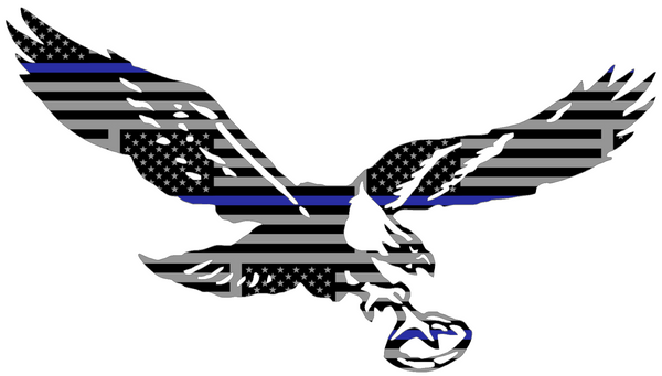 Philadelphia Eagles Thin Blue Line Retro Logo American Flag Premium DieCut Vinyl Decal PICK SIZE