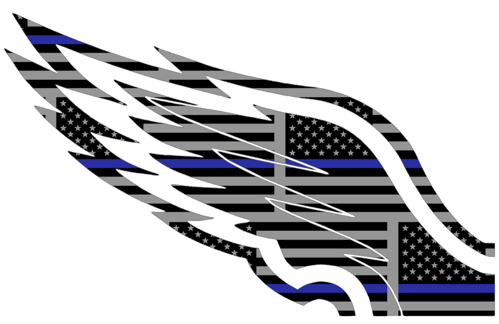 Philadelphia Eagles Thin Blue Line Wings Logo American Flag Premium DieCut Vinyl Decal PICK SIZE