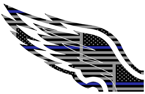 Philadelphia Eagles Thin Blue Line Wings Logo American Flag Premium DieCut Vinyl Decal PICK SIZE