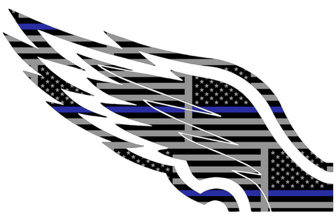 Philadelphia Eagles Thin Blue Line Wings Logo American Flag Premium DieCut Vinyl Decal PICK SIZE