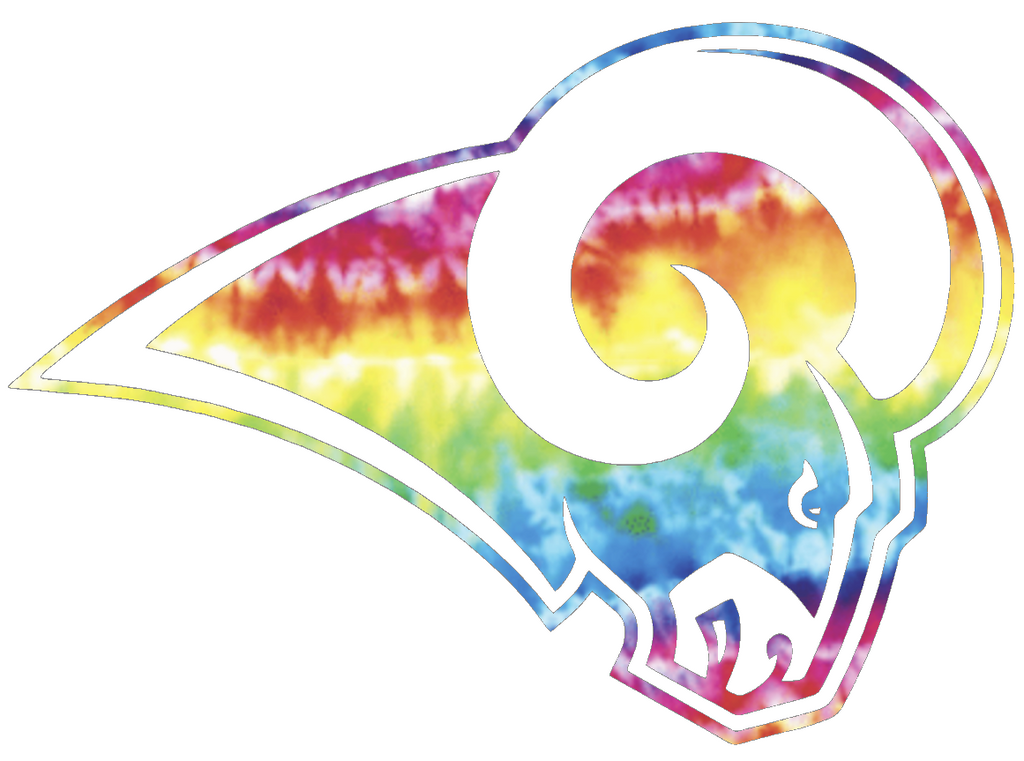 St Louis Rams Crucial Catch Cancer Team Logo Tie Dye Vinyl Decal PICK SIZE