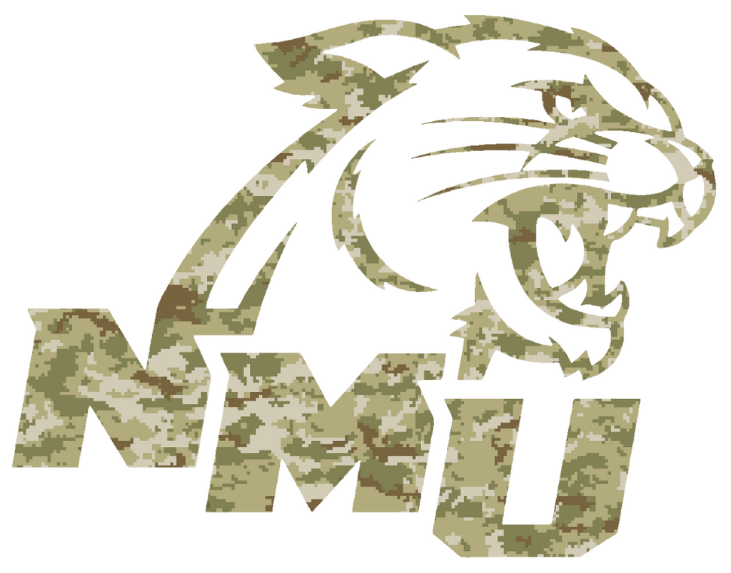 Northern Michigan Wildcats Team Logo Salute to Service Camouflage Camo Vinyl Decal PICK SIZE