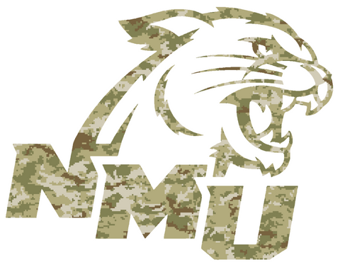 Northern Michigan Wildcats Team Logo Salute to Service Camouflage Camo Vinyl Decal PICK SIZE